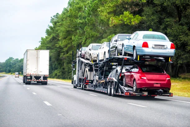 open car transport haul on the road